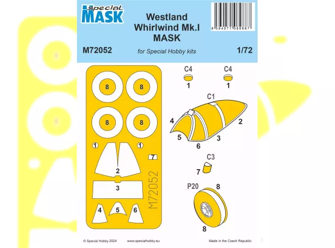 Маска окрасочная Westland Whirlwind Mk.I Mask (For Special Hobby Kits)