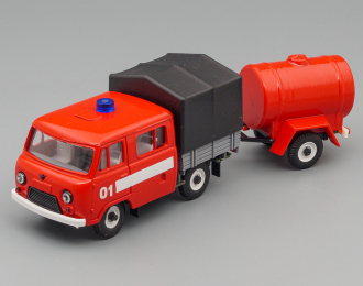 УАЗ 39094 Фермер с тентом пожарный с тентом (металл) с прицепом Бочка