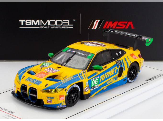 BMW 4-series M4 Gt3 3.0l Twin Turbo Team Turner Motorsport №96 Imsa 24h Daytona (2024) Michael Dinan - Robby Foley - Patrick Gallagher - Jens Klingmann, Yellow Blue