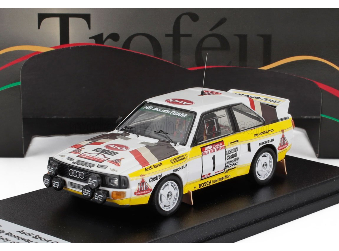 AUDI Quattro Sport (night Version) №1 4th Rally New Zealand (1985) Stig Blomqvist - Bjorn Cederberg, White Yellow Grey