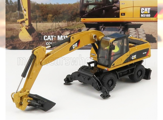 CATERPILLAR Catm318d Escavatore Gommato - Tractor Hydraulic Excavator Scraper, Yellow Black