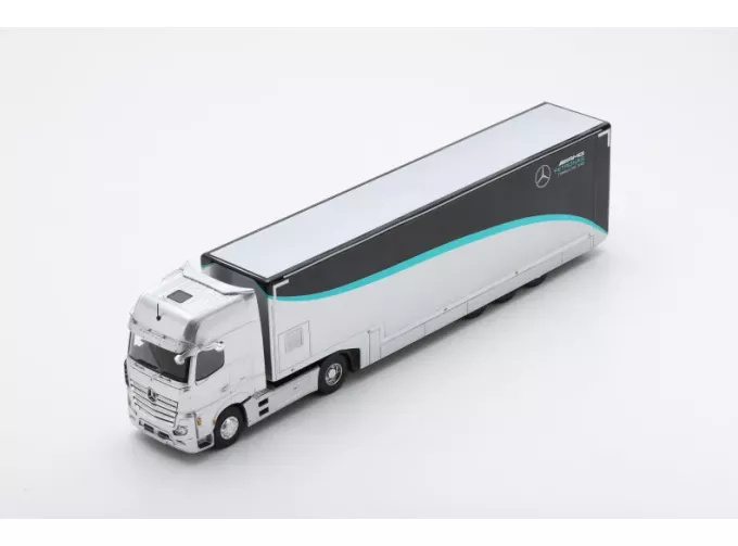 MERCEDES-BENZ Actros Mp4 1851 Truck Car Transporter Team Mercedes-amg Petronas F1 Formula One Season (2023), Silver Black Green