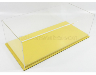 VETRINA DISPLAY BOX Molhouse Base In Pelle Gialla - Leather Base Yellow - Lungh.lenght Cm 51 X Largh.width Cm 24 X Alt.height Cm 19 (altezza Interna 15.3 Cm ), Plastic Display