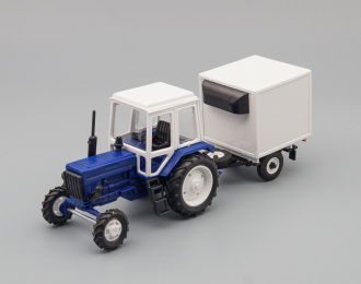 Трактор МТЗ-82 (пластмасса, фиолетовый) с прицепом будка "Рефрижератор"