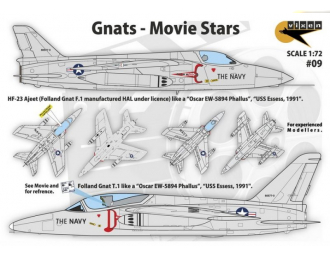 Декаль Gnats - Movie Stars - Folland Gnat T.1 and HAL HF-23 Ajeet from "Hotshots!"