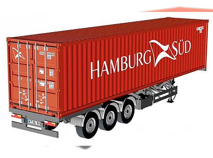 SET Sattelauflieger Europa with 40 Container, Hamburg Süd, dark grey red-brown white