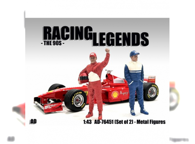 FIGURES SET 2X MAN RACING LEGEND 90s, RED BLUE