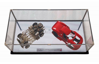 FERRARI 250lm Car Body + Rolling Chassis (1963) - Con Vetrina - With Showcase, Red