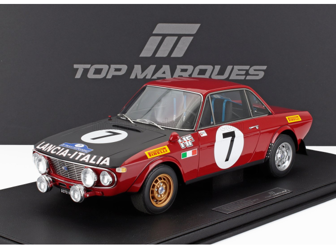 LANCIA Fulvia Hf 1600 Coupe (night Version) №7 2nd Rally Acropolis (1972) Simo Lampinen - Bo Reinicke - Con Vetrina - With Showcase, Red Black