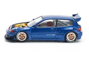 Pandem Civic EG6, metallic blue with open hood