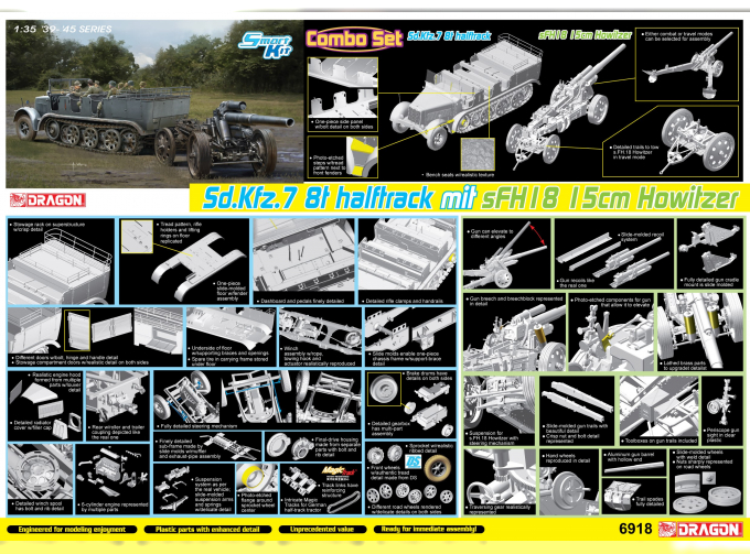 Сборная модель Sd.Kfz 7 8ton Halftrack mit sFH18 15cm Howitzer