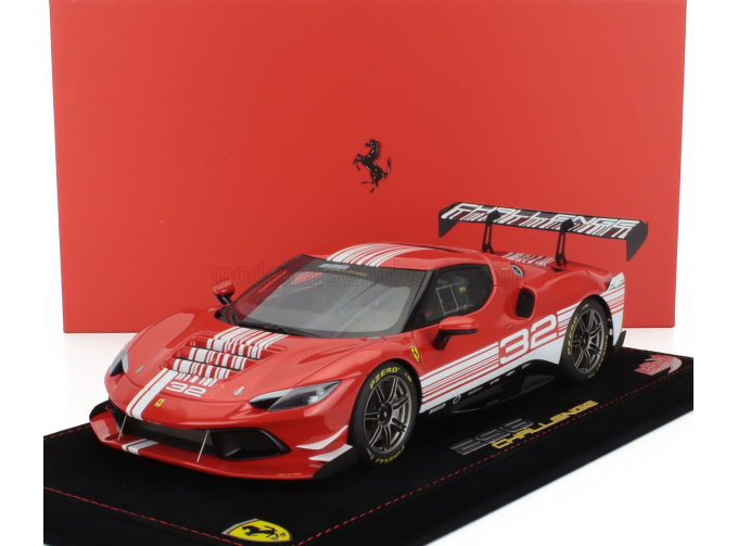 FERRARI 296 Gt3 3.0l Twin Turbo V6 Challenge №32 Launch Version (2023) - Con Vetrina - With Showcase, Red White