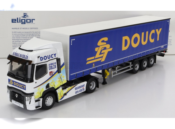 RENAULT T480 Truck Telonato Doucy Transports (2021), White Blue