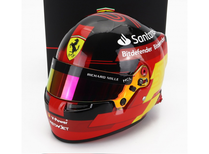 BELL HELMET F1 Casco Helmet Ferrari Sf-23 Team Scuderia Ferrari N55 Season (2023) Carlos Sainz, Red Yellow Black