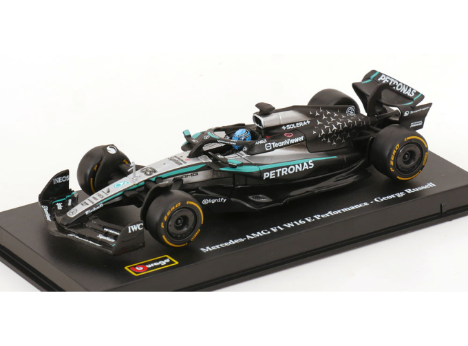 MERCEDES-BENZ GP F1 W16 Team Amg Petronas Motorsport №63 Season (2025) George Russell - With Pilot And Showcase, Black Silver Green