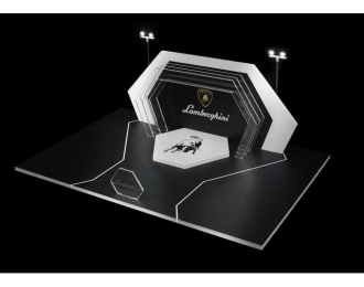 Diorama *Lamborghini booth with light*, white/black