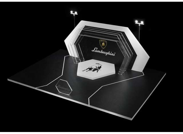Diorama *Lamborghini booth with light*, white/black