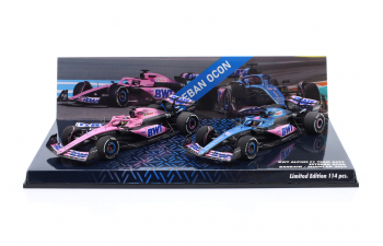 RENAULT Set 2x F1 A523 Team Bwt Alpine №31 8th Miami Gp (2023) + N 31 Bahrain Gp 2023 Esteban Ocon, Blue Black Pink