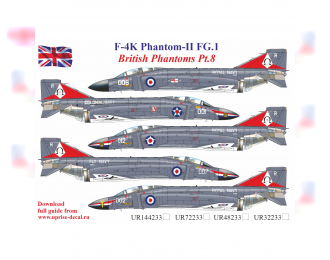 Декаль для F-4K Phantom-II FG.1 British Phantoms Pt.8, FFA (удаляемая лаковая подложка)