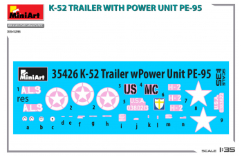 Сборная модель Trailer With K-52 Power Unit Pe-95 Military 1945