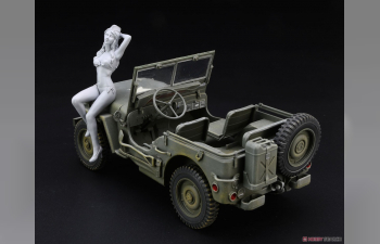 Сборная модель JEEP Willys Mb U.s 1/4 Ton 4x4 Military Utility Truck With Blond Girl Figure 1942