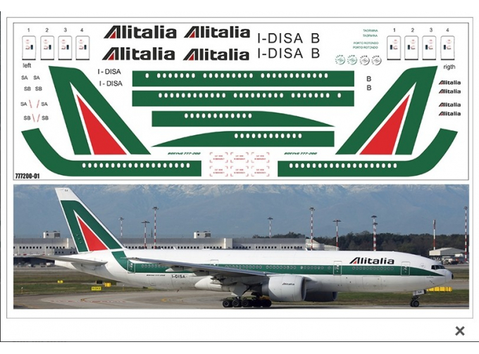 Декаль на Boing 777-200ER Звезда -Alitalia