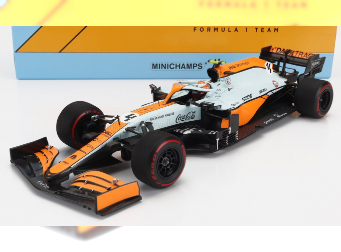 McLAREN F1 Mcl35l Mercedes M12 Eq Power+ Team Mclaren N 4 3rd Monaco Gp (2021) Lando Norris, Orange Light Blue