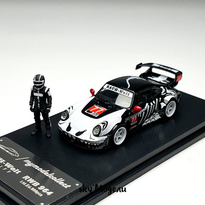 PORSCHE RWB 964 High Wing with figure, black/white/red