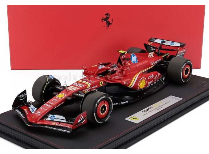 FERRARI F1 Sf-24 Team Scuderia Ferrari N 55 Austin Usa Gp (2024) Carlos Sainz - Con Vetrina - With Showcase, Red Black