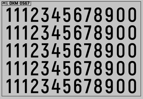 Набор декалей Дублирующие знаки России Цифры черные (100х70)