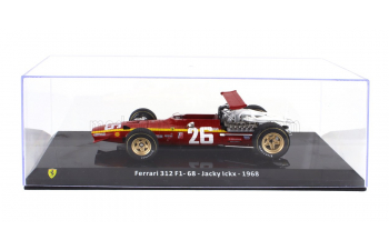 FERRARI F1 312 F1-68 №26 Season (1968) Jacky Ickx - Con Vetrina - With Showcase, Red White