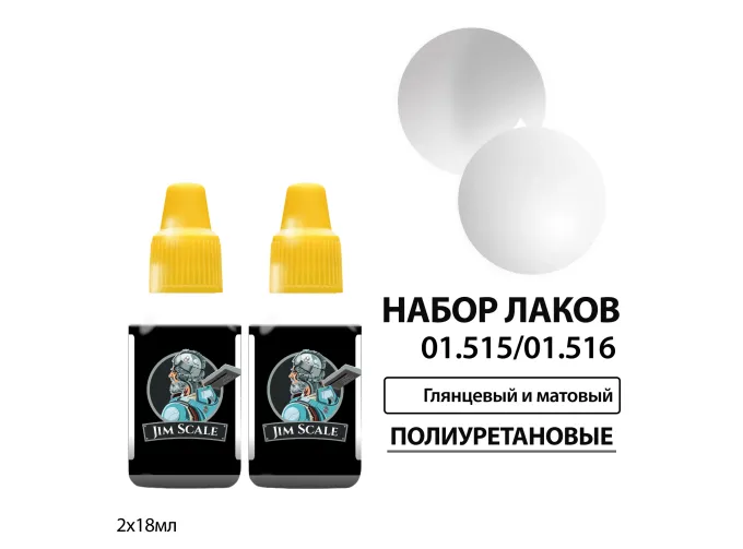 Набор полиуретановых лаков Jim Scale: матовый и глянцевый 2 цвета, 18 мл
