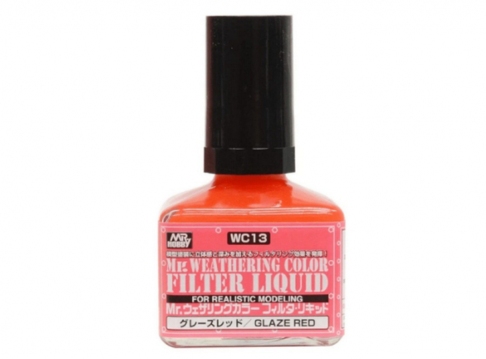 Краска MR.WEATHERING COLOR FILTER LIQUID GLAZE RED, 40мл