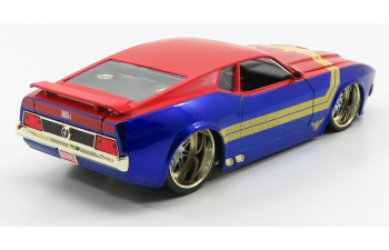 FORD Mustang Mach I 1973 With Captain Marvel Figure, Red Blue Yellow