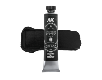 Краска акриловая ARTISTIC DENSE в тюбике - Чистый чёрный / PURE BLACK – ARTISTIC DENSE ACRYLIC COLOR, 20 мл