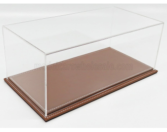 Бокс акриловый с подставкой из кожи коричневого цвета