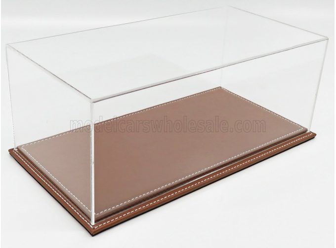 Бокс акриловый с подставкой из кожи коричневого цвета