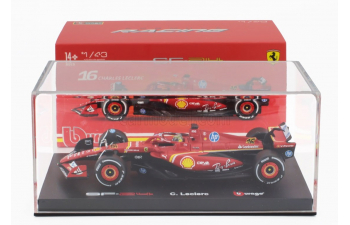 FERRARI F1 Sf-24 Team Scuderia Ferrari №16 Winner Italy Monza Gp (2024) Charles Leclerc - With Pilot And Showcase, Red White Black