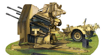 Сборная модель German 2cm Flakvierling 38 w/Sd.Ah.52 Carriage Trailer