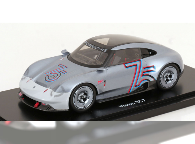 PORSCHE Vision 357 (2023) - 75th Anniversary Porsche Sports Car 1948-2023 - Con Vetrina - With Showcase, Grey Met