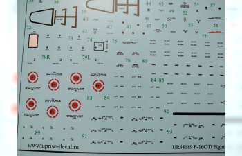 Декаль F-16C/D Fighting Falcon, с тех. надписями, чёрная версия, FFA (удаляемая лаковая подложка)