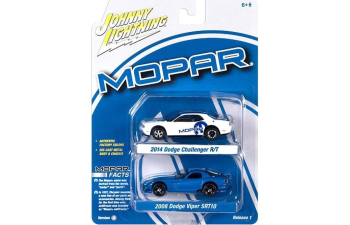 DODGE Challenger R/T (2014) white + DODGE Viper SRT10 (2008) , blue