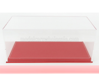 VETRINA DISPLAY BOX Base In Pelle Rossa - Leather Base Red - Lungh.lenght Cm 31.7 X Largh.width Cm 15.9 X Alt.height Cm 12.9 (altezza Interna Interior Height Cm 11.3), Plastic Display