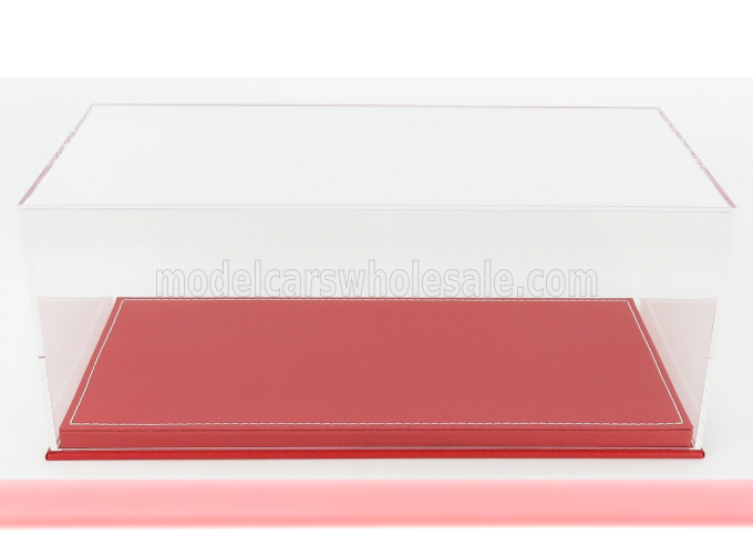 VETRINA DISPLAY BOX Base In Pelle Rossa - Leather Base Red - Lungh.lenght Cm 31.7 X Largh.width Cm 15.9 X Alt.height Cm 12.9 (altezza Interna Interior Height Cm 11.3), Plastic Display