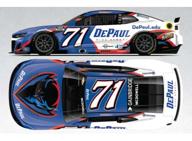 Chevrolet #71 Michael McDowell *DePaul University*, blue/white/red 2025