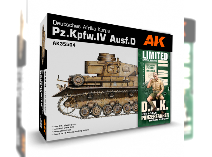 Сборная модель Танк Pz.Kpfw.IV Ausf.D Afrika Korps + фигура танкиста DAK Panzerfahrer