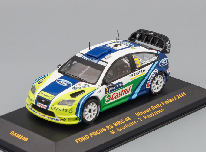 FORD Focus WRC #3 Winner Rally Finland 2006, white / blue / green