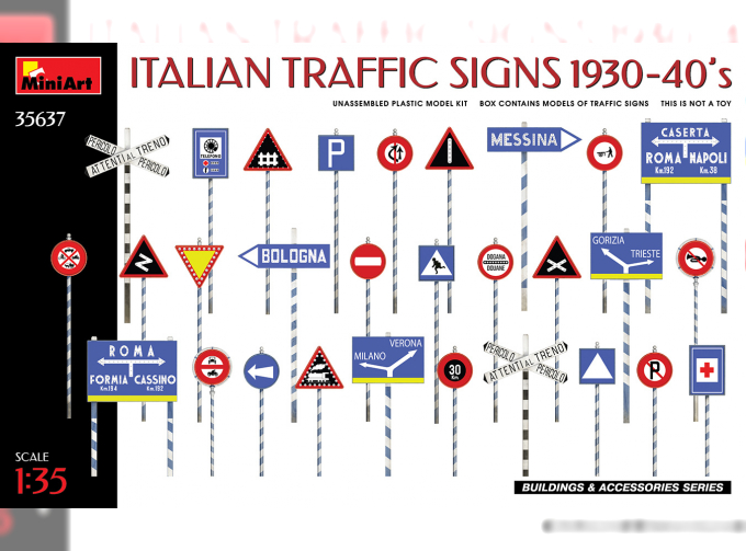 Сборная модель. Дорожные знаки. Италия 1930-40-х гг.