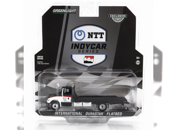 INTERNATIONAL Durastar 4400 Flatbed Truck Carro Attrezzi Ntt Indycar Series - Wrecker Road Service (2023), White Black