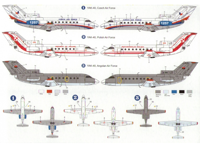 Сборная модель Самолет Яковлев Як-40 Military CZAF, PL, Angola